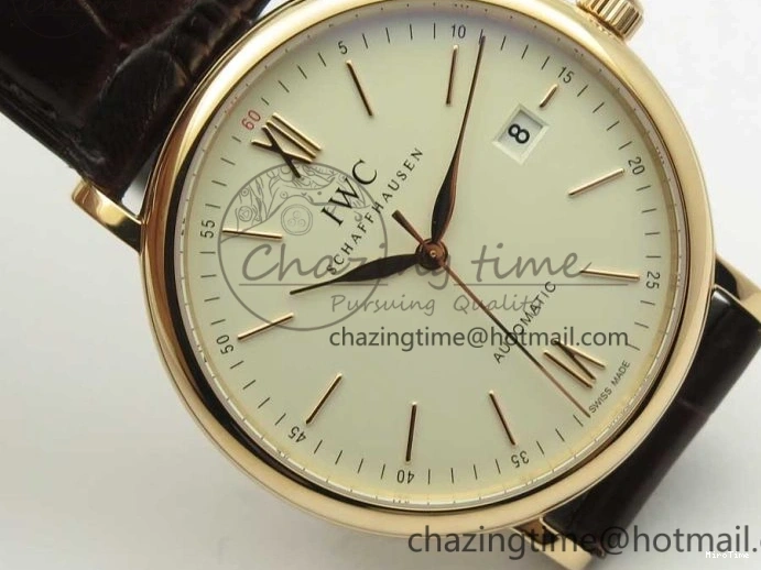 MIROTIME 0126 Portofino Automatic RG FKF 1:1 Best Edition White Dial on Brown Leather Strap A Practical 7140